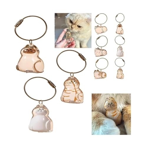 Vellarix Cat Hair Memorial Keychain - Transparent Pet Fur Keepsake Pendant - Cute Cat-Shaped Keyring for Cat Lovers - Mini Hair Storage Bottle Charm(3Pcs-D)