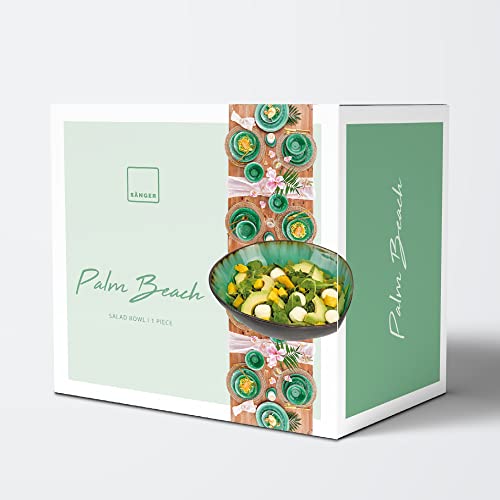 Sänger | Salatschale Palm Beach aus Steingut, Salat Teller, Schüssel, Einzigartiges Design 1800 ml | PREMIUM COLLECTION