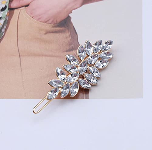 Iaceble Bohemia Rhinestone Hair Clips Barrette Crystal Leaf Hairclip Hairpin Gold Leaf Side Clips Barrette Shining Leave Head Clip Hairpin Bridal Cz Head Clip Hair Accessories For Women And Girls Headdress (Gold) #TOP3