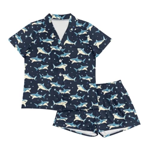 Image of Women's Short Sleeve Sleepwear Pajamas Nightwear with Pockets | Premium Polyester Fabric Ultra Soft Lightweight Breathable Touch, Wrinkle Resistant, All Day Cozy Wear for Daily Sleep