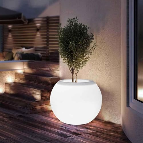 Rechargeable LED Color Changing Planter with Remote – Light Up Flower Pot for Outdoor Indoor Use, Balcony Garden Patio Decor, Solar Planter Alternative