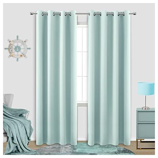 Aqua Curtains 96 Inches Long for Bedroom Beach Room Decor 2 Panel Set Cooling Summer Window Treatments Nursery Match Light Blue Green Wall Blackout Drapes Coasal Curtains