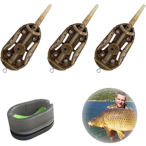 4 Pcs Method Feeders Fishing Carp, with Fishing Weights 20g 30g 40g Method Feeder Quick Release Mechanism for Carp Fishing, Ideal for Bait Mold Fishing Tackle for Carp Trout Perch and Catfish