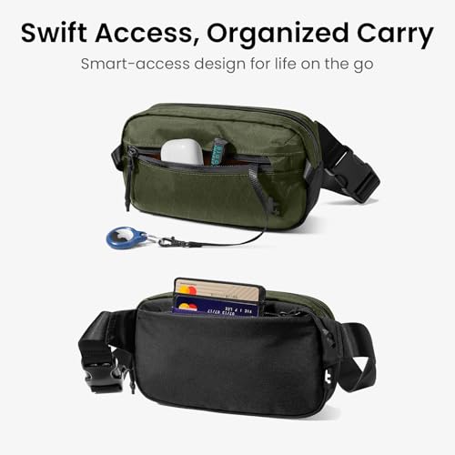 Image of tomtoc Sling Bag with RFID Blocking, X-Pac /Non X-Pac Minimalist Crossbody Chest Pack for Men and Women, Lightweight Water-Resistant Bag for Travel and Daily Commutes, X-pac Olive, 1.5L, Lightweight