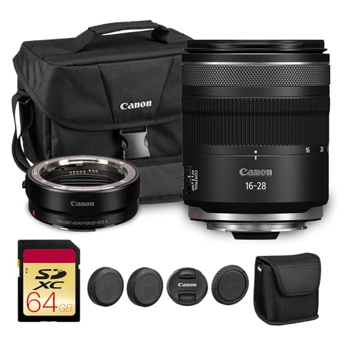 Image of Canon RF 16-28mm f/2.8 is STM Lens | Ultra-Wide Angle Zoom with Bright f/2.8 Aperture & Image Stabilization | Great for Travel & Landscape Photography (6906C002) + Adapter EF-EOS R + Bag + 64GB Card