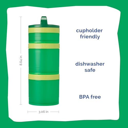 Image of Whiskware Solid Snack Containers, 3 Stackable Snack Cups, Green /Yellow