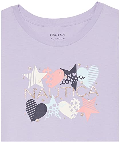 Image of Nautica Girls Short Sleeve T-Shirt with Fun Graphic Design, Cotton Tee with Tagless Interior