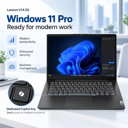 Image of Lenovo V14 G5 Business Laptop Bundle, Intel Core 7 240H H-Series 10-Core (Up to 5.2GHz), 14 inch FHD Anti-Glare, 16GB DDR5, 1TB Storage (512GB PCIe SSD + 500GB External Drive), Windows 11 Pro