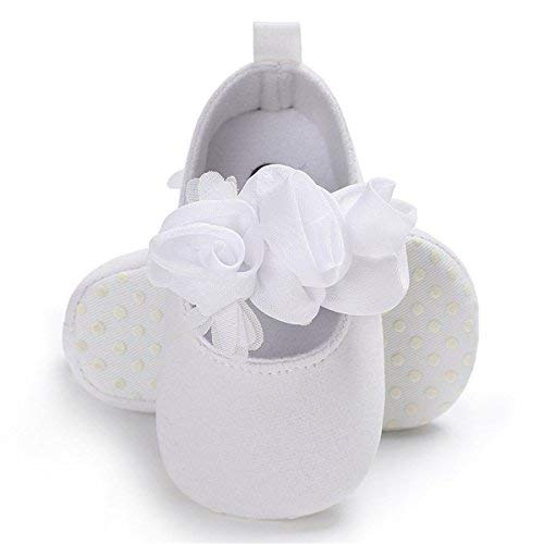 BENHERO Baby Infant Girls Soft Sole Floral Princess Mary Jane Shoes Prewalker Wedding Dress Shoes(0-6 Months Infant P-White)
