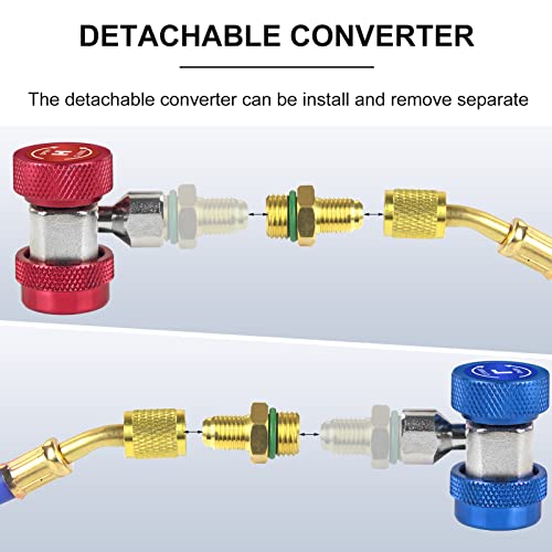 Adapter R134A Air Conditioning Adjustable Quick Coupler Adapters High Low Ac Freon Manifold Gauge Hose Conversion Kit 1/4 Sae Hvac #TOP5