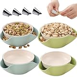 GOVNPJ Pistachio Bowl, 4-Pack 9x8.3x3.8 Inch Nut Bowl with Shell Storage, Dual Layer Funny Candy Dish for Parties Movie Nights Gifts