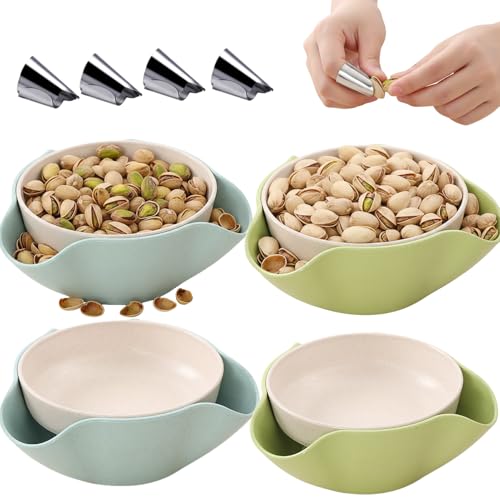 GOVNPJ Pistachio Bowl, 4-Pack 9x8.3x3.8 Inch Nut Bowl with Shell