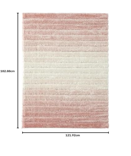 Image of Super Soft Floor Area Rug 4 x 6 Feet Soft Smooth Thick Non-Slip Fluffy Shaggy Carpet for Bedroom, Drawing, Kids Room, Office with Upto 2 Inch Microfiber High Pile (Peach Ivory B)