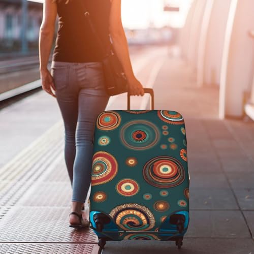 Housse valise motif cercles ethniques floraux extensible en polyester