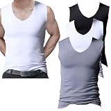 3 Pack Mens Ice Silk Tank Tops V Neck Summer Plus Size Sports Muscle Training Sleeveless Shirt Running Undershirts (US, Alpha, X-Large, Regular, Regular, 3pcs-A)