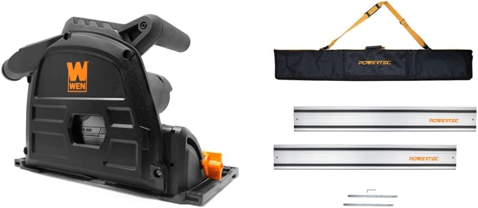 WEN 10-Amp Plunge Cut Circular Track Saw Bundle with Guide Rails, Connectors and Carrying Bag