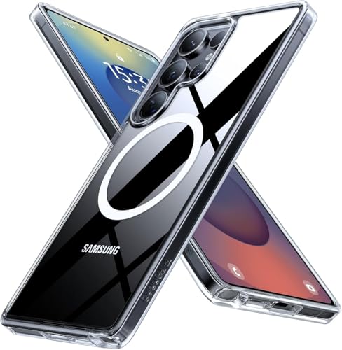 TORRAS Magnetic Shockproof for Samsung Galaxy S25 Ultra Case, [Fit for MagSafe][4X Military Grade Protection][Anti-Yellowing] Magnetic Slim Clear Case for Samsung S25 Ultra Case, Diamond Clear