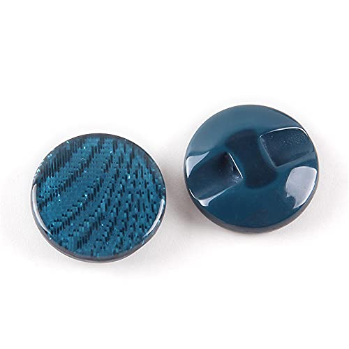 10 Pcs Round Resin Buttons Striped Buttons for Overcoat Sewing Accessories (Blue, 21mm)