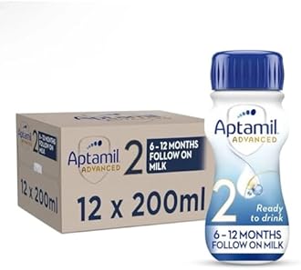Aptamil Advanced 2 Follow On Baby Milk Ready to Use Liquid Formula 6-12 Months 200 ml (Pack of 12 Bottles)