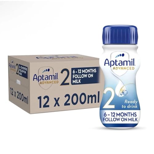 Image of Aptamil Advanced 2 Follow On Baby Milk Ready to Use Liquid Formula 6-12 Months 200 ml (Pack of 12 Bottles)