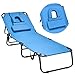 Goplus Folding Chaise Lounge Chair Reclining Adjustable Outdoor Patio Beach Camping Recliner w/Hole for Face Pool Yard (Blue)