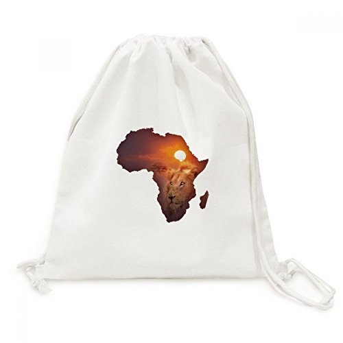 Sac cordon lion afrique toile pour ranger vos affaires de sport facilement