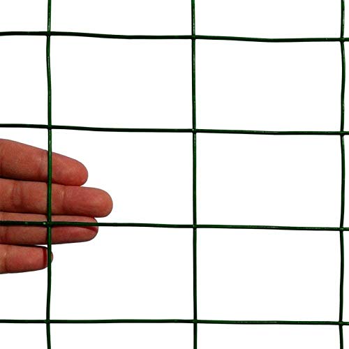 YouseaHome 0.9M X 10M Green Rectangle Wire Mesh Fencing PVC Coated 100mm x75mm Mesh Size 2mm Wire Diameter Galvanized Wire Fence Roll for Garden Poultry Netting Chicken Wire Hardware Cloth