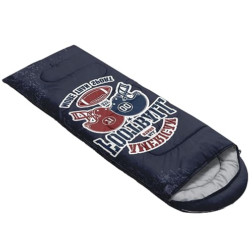 Bolsa de dormir para niños con estampado de fútbol, ligera, cálida, portátil, impermeable, resistente al frío para camping y senderismo miniatura 2