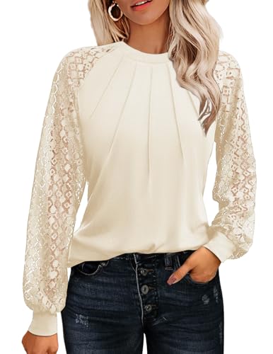 Image of HOTOUCH Women's Lace Long Sleeve Spring Dressy Casual Business Work Trendy Shirts