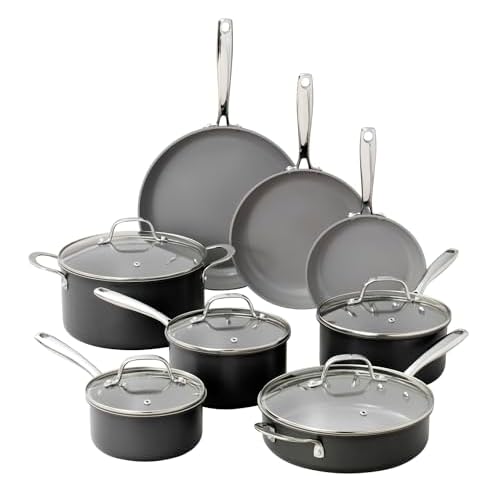 Granitestone 13 Pc Ceramic Pots and Pans Set Non Stick Cookware Set, Kitchen Cookware Sets, Pot and Pan Set, Hard Anodized Ceramic Cookware Set, Nonstick Cookware Set, Dishwasher Safe…