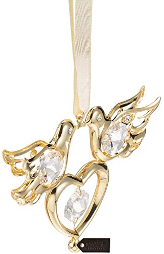 Matashi Crystal Studded Home Decorative Showpeice Love Doves Birds Hanging Ornament (Gold - 24K Gold Plated) #TOP5