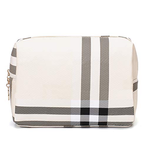Large Makeup Bag For Purse Luxury Women Cosmetic Bags Designer Make Up Pouch For Toiletry Travel Organizer (Beige) #TOP1
