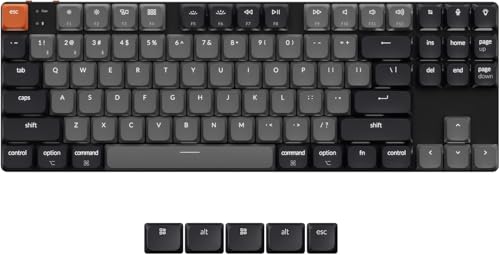 Keychron K1 Version 6 Clavier mécanique sans Fil, Bluetooth/USB-C, LED Blanche, QMK/Via Macros programmables, PBT Keycaps, pour Mac Windows, Gateron 2.0 Brown Switch