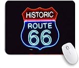 DAHALLAR Gaming Mouse Pad Rutschfeste Gummibasis,Verkehrszeichen für die historische Route 66,für Computer Laptop Office Desk,240 x 200mm