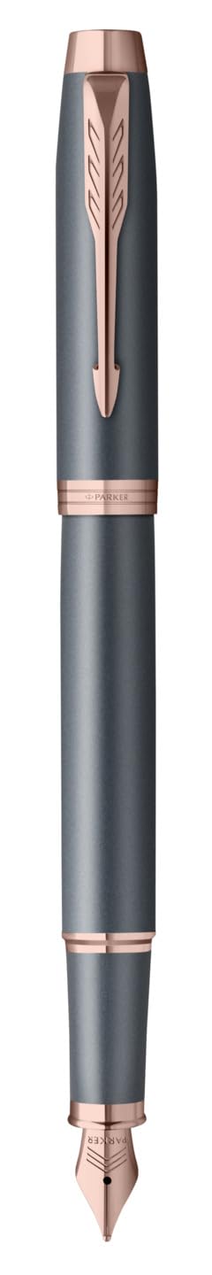 PARKER IM Set penna a sfera + penna stilografica con incisione personalizzata – Penna di lusso personalizzata – The Finishing Touch Collection regalo per matrimonio, compleanno, ufficio (Slate)