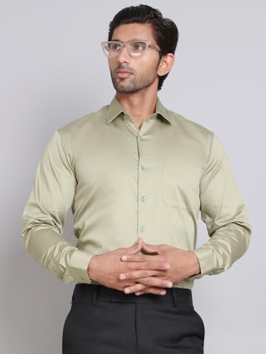 Image of Indian Needle Pista Men's Cotton Solid Formal Shirt. (Pista, XL)