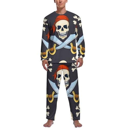 Haut et bas de pyjama homme pirate | Ensemble de nuit imprimé squelette