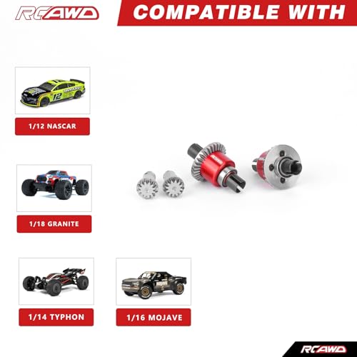 RCAWD Oiltight Differential 30T 0.8Mod with 12T Main Gear Replace for ARA311177V2, for Arrma 1/16 Mojave Grom 1/14 Typhon 1/18 Granite, Losi 1/12 Oil Filled Rear Differential Upgrades Part by RCAWD - Image 2