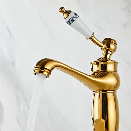 Robinet doré pour évier de salle de bain installation rapide