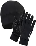 TrailHeads Men’s Power Cap | Skull Cap/Power Touchscreen Running Gloves - black (large)