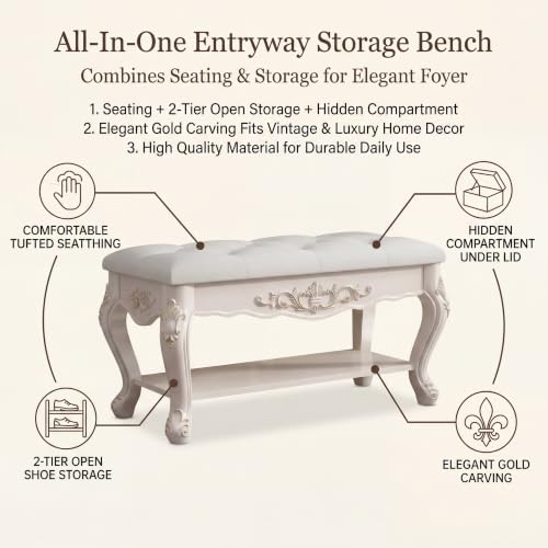 Banc de rangement à chaussures d'entrée meuble ottoman avec siège - 8