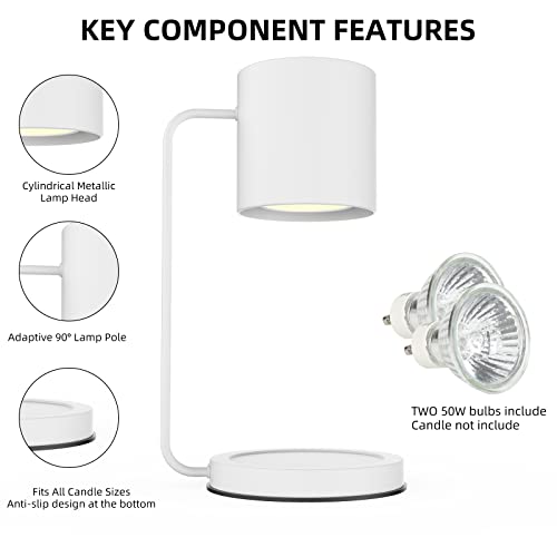 Elmodam Candle Warmer Lamp,Compatible With Small & Large Jar Candles,Lamp Candle Warmer Dimmable,Metal Top Electric Wax Melter With 2 Bulbs #TOP1