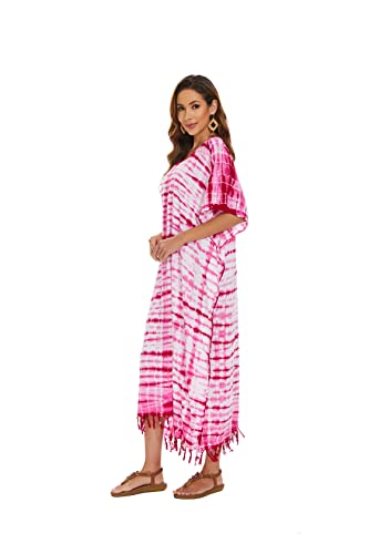 Image of Beautybatik Women Hippie Tie Dye Caftan Kaftan Loungewear Maxi Plus Size Long Dress XL to 4X