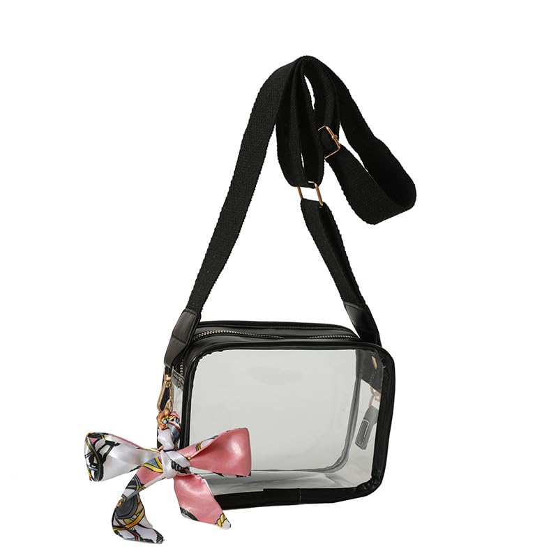 Clear PVC Crossbody Bag with Strap for Women, Chic Stadium-Approved Transparent Purse