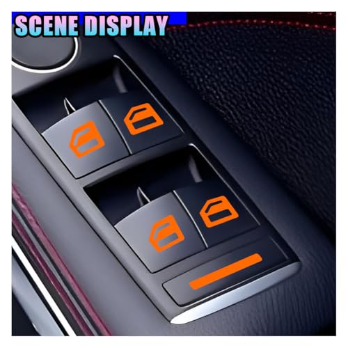 KPFILEH Car Control Switch Luminous Sticker Decal, Night Safety Glow in Dark Car Door Handle Button Switch Label, Universal Portable Vehicle Window Lift Identification Sticker for Most Cars(Orange)