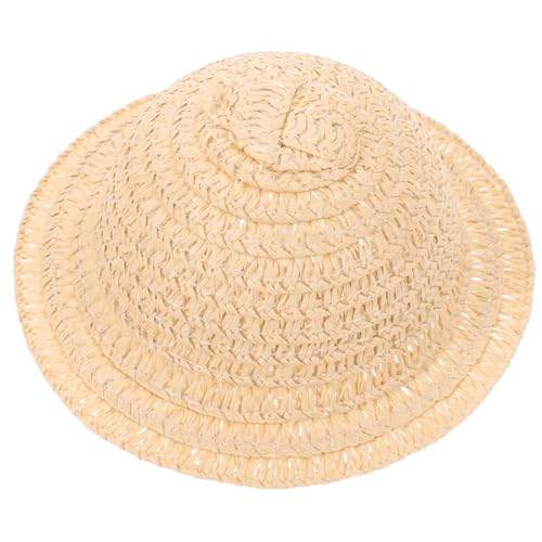 SEWACC Puppen Strohhut ZubehöR Aus StrapazierfäHigem Material Khaki 10.5 X 10.5 X 4 cm Ideal FüR Kreatives Spiel Und Puppenhaus Dekoration