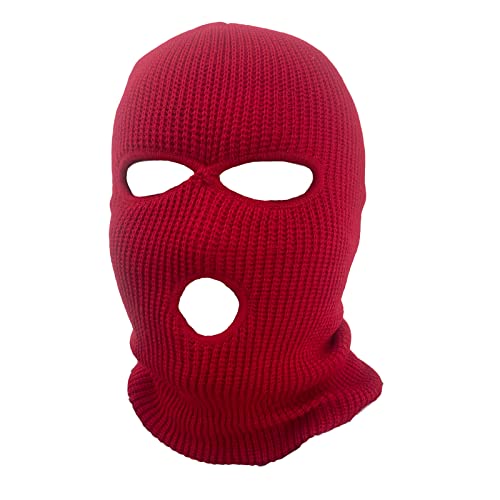 3-Hole Knitted Face Mask Balaclava Knitted Ski Mask Winter Face Mask M Red #TOP1