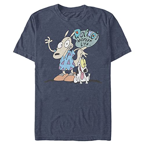 T-Shirt Rocko Nickelodeon Bleu Marine Chiné Taille 5XL pour Homme