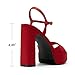 DREAM PAIRS Platform Heels for Women, Square Toe Chunky High Heels Ankle Strap Sandals for Wedding Party Formal Event,Size 8,Red,SDHS25005W