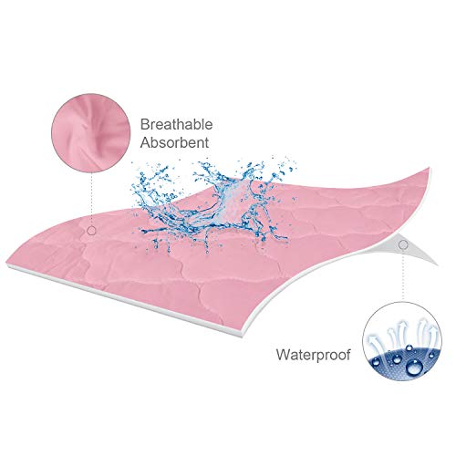 Image of Pack and Play Mattress Protector Sheets Fitted Waterproof for Playard, Pink